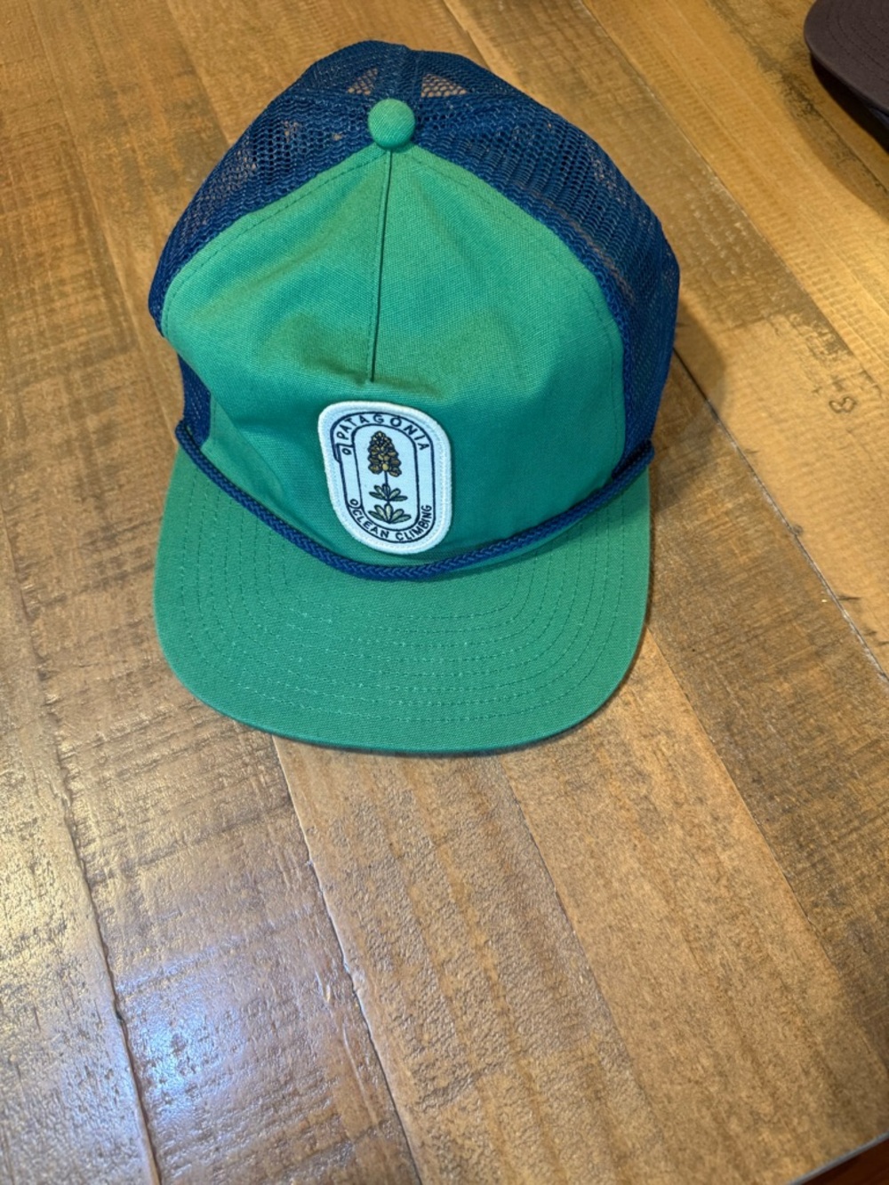 Patagonia  Green Front Blue Mesh Trucker Cap with Patch